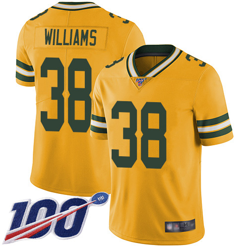 Green Bay Packers Limited Gold Men #38 Williams Tramon Jersey Nike NFL 100th Season Rush Vapor Untouchable->green bay packers->NFL Jersey